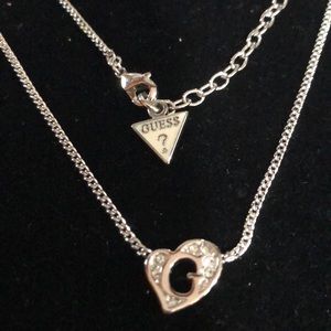 Guess Silver & Crystals Dainty Necklace